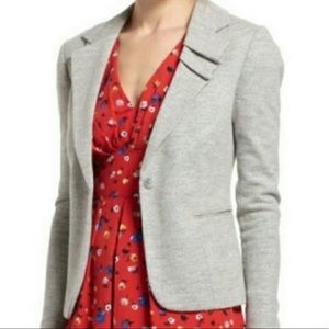 Anthropologie Elevenses Gray Wool Blend Pleated Blazer Jacket